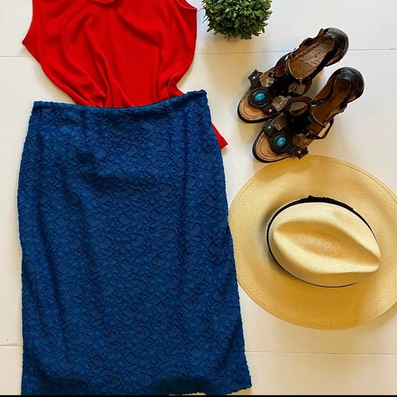 Moulinette Soeurs Turquoise Pencil Skirt Sz 6 - Picture 2 of 13